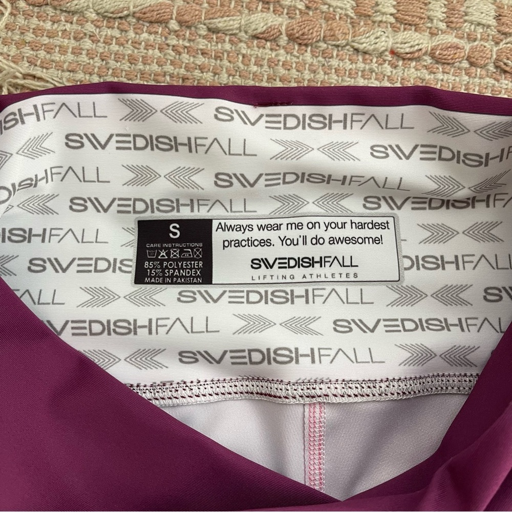 SWEDISH FALL Pink Flex Waist Shorts Berry Flame Size S Workout Gym CrossFit - Picture 15 of 16